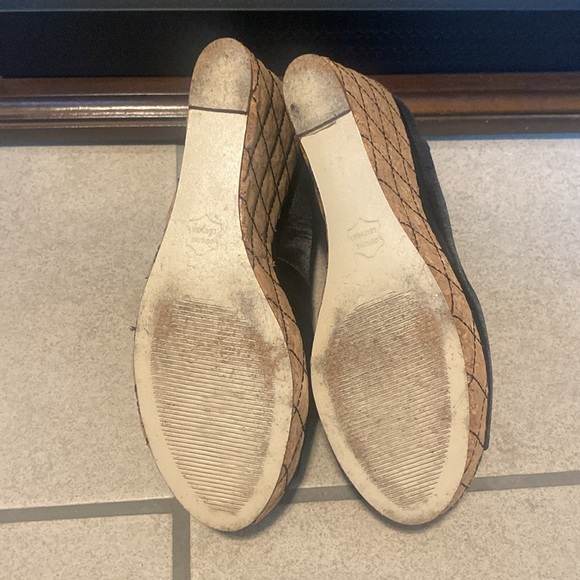 🎁Steve Madden Adjustable Ankle Strap Masster Black Silky Fabric Open Toe Wedge - Picture 8 of 10